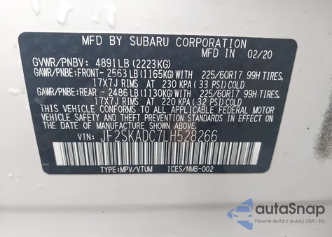 2020 Subaru Forester from USA, damaged, VIN JF2SKADC7LH528266